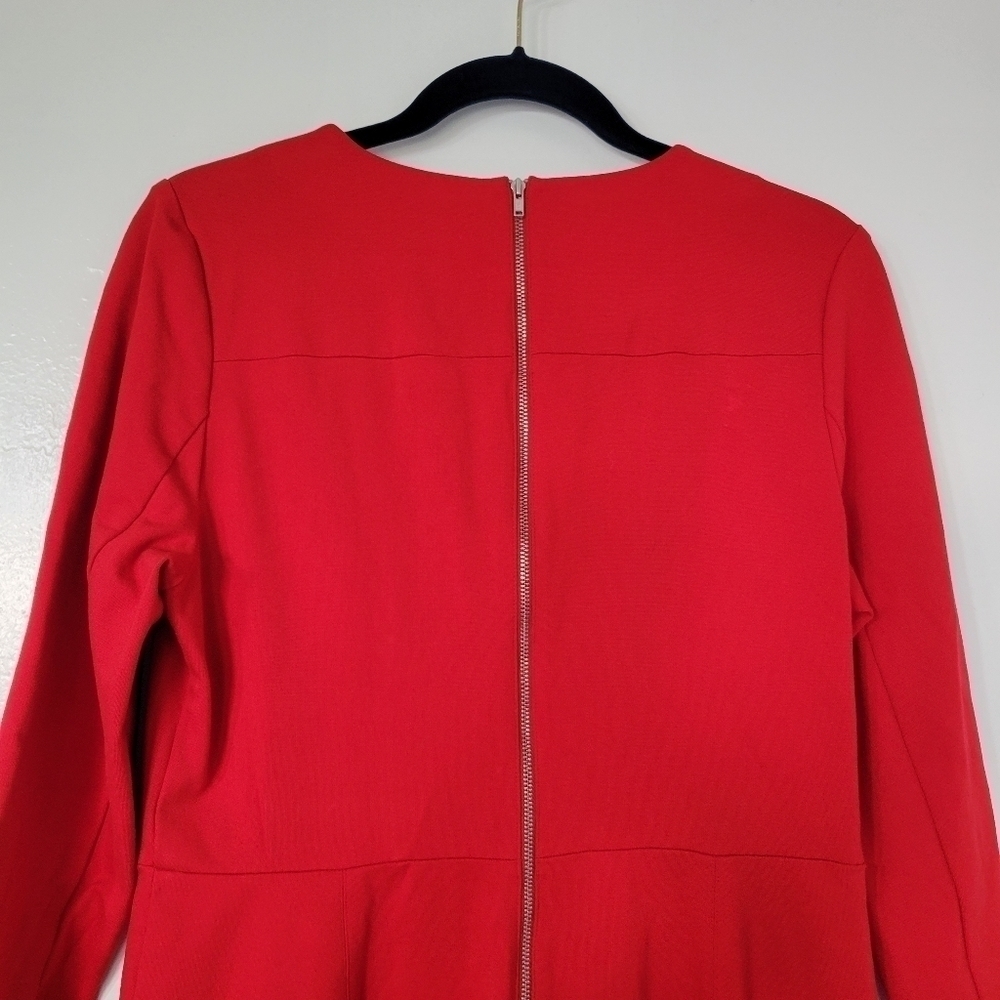J. Crew Red Fitted Zip Ponte Dress Size 10 - Picture 3 of 9